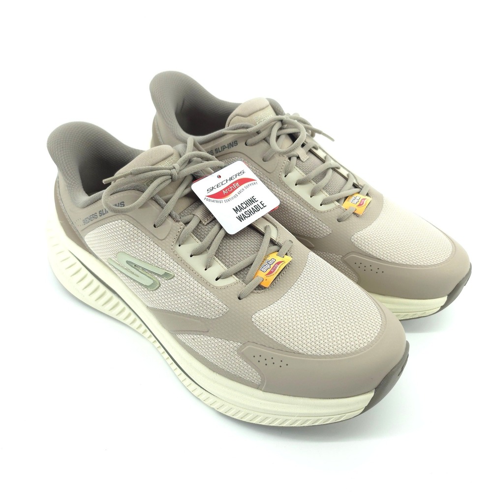 Skechers Mens GO WALK Jaylen Arch Fit Slip-ins Textile Taupe 13 Wide Hands Free